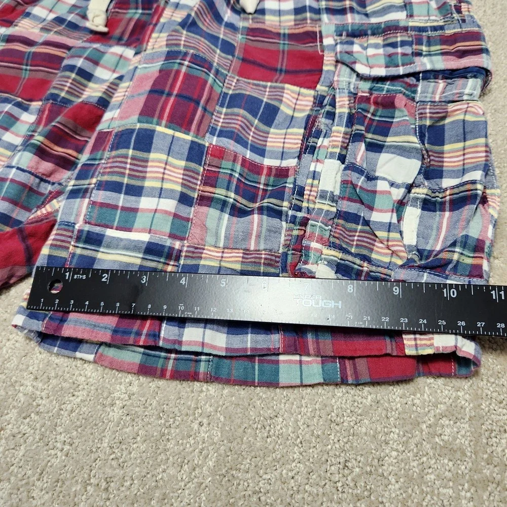 J Crew Patchwork Cargo Shorts Men 32 Relaxed Fit Vintage Style Drawstring Madres